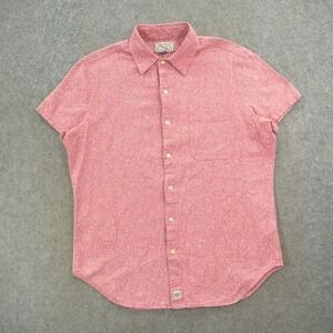 Deus Ex Machina Shirt Mens Medium Pink Button Short Sleeve Streetwear Y2K Retro